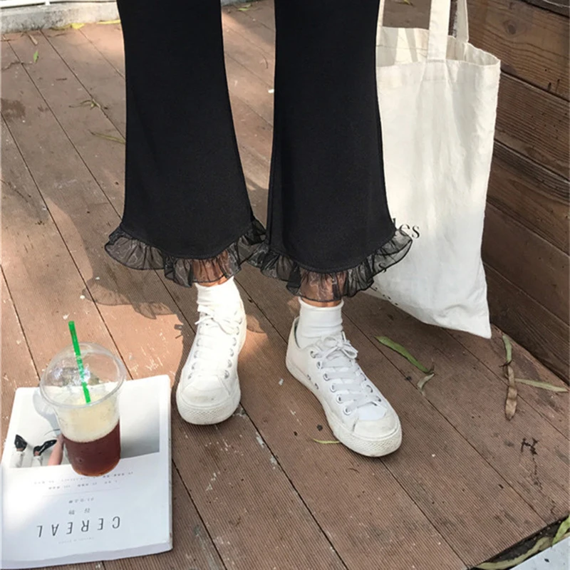 Women Harajuku Soft Solid Leisure Ankle-Length Pants Female Korean Style Womens All-match Trendy Black Slim Elegant Students New