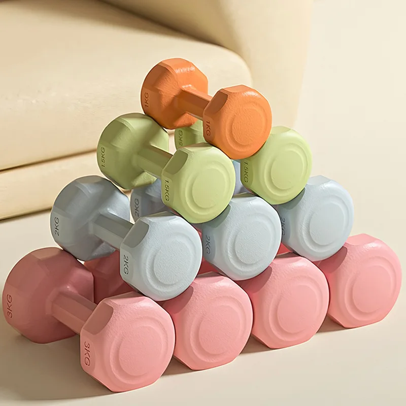 PVC Hex Dumbbells Fitness Strength Training Solid Dipped Kettlebells Arm Workouts Beginner-Friendly Rubber-Coated Custom Color