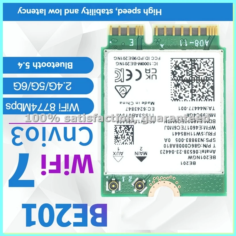

BE201 BE201NGW WIFI7 Card M.2 Cnvio3 8774Mbps Tri-Band Bluetooth5.4 Wireless WIFI Card with Case for Win10/11 64-Bit-ABFT