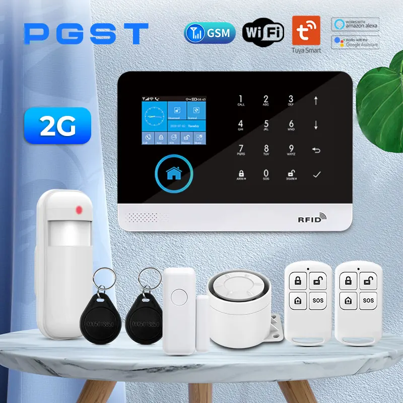 WiFi+GSM/2G Home Smart Alarm Security System Kit, DIY Wireless Burglar Alert System Anti-Theft, Motion Detector, Door Sensor