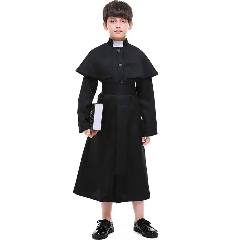 Costume de prêtre médiéval, église catholique, religieux, romain, Soutane, papa, pasteur, garçon, Robe missionnaire de masse, soutane du clergé