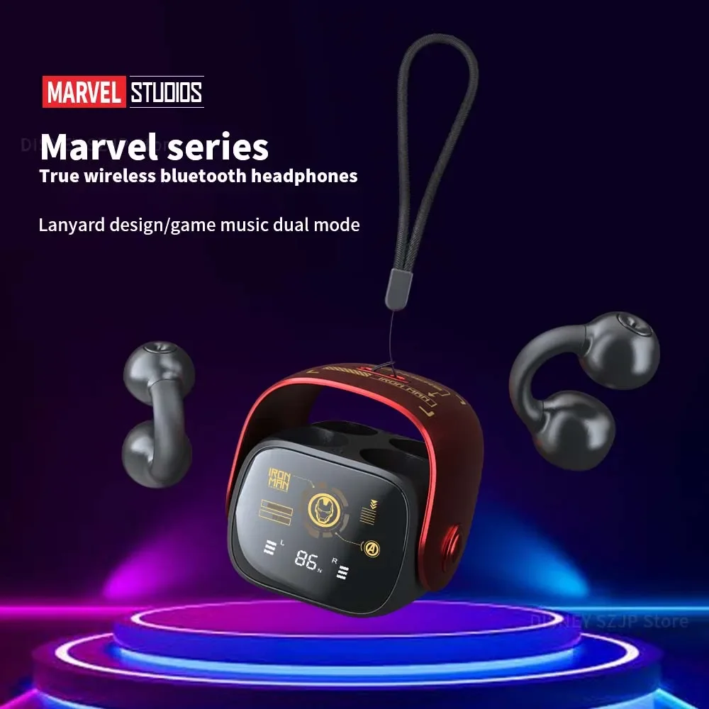 Disney QD-6 Genuine Bluetooth Earphone Cradle Rotation Design Earbuds Cool Iron Man Mecha-shaped Headset High Quality Zinc Alloy