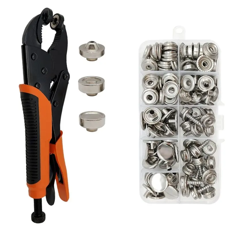 

AB33-Heavy Duty Snap Fastener Tool Set, Adjustable Snap Button Kit Includes 40 Sets 15Mm Stainless Replacing Metal Snaps