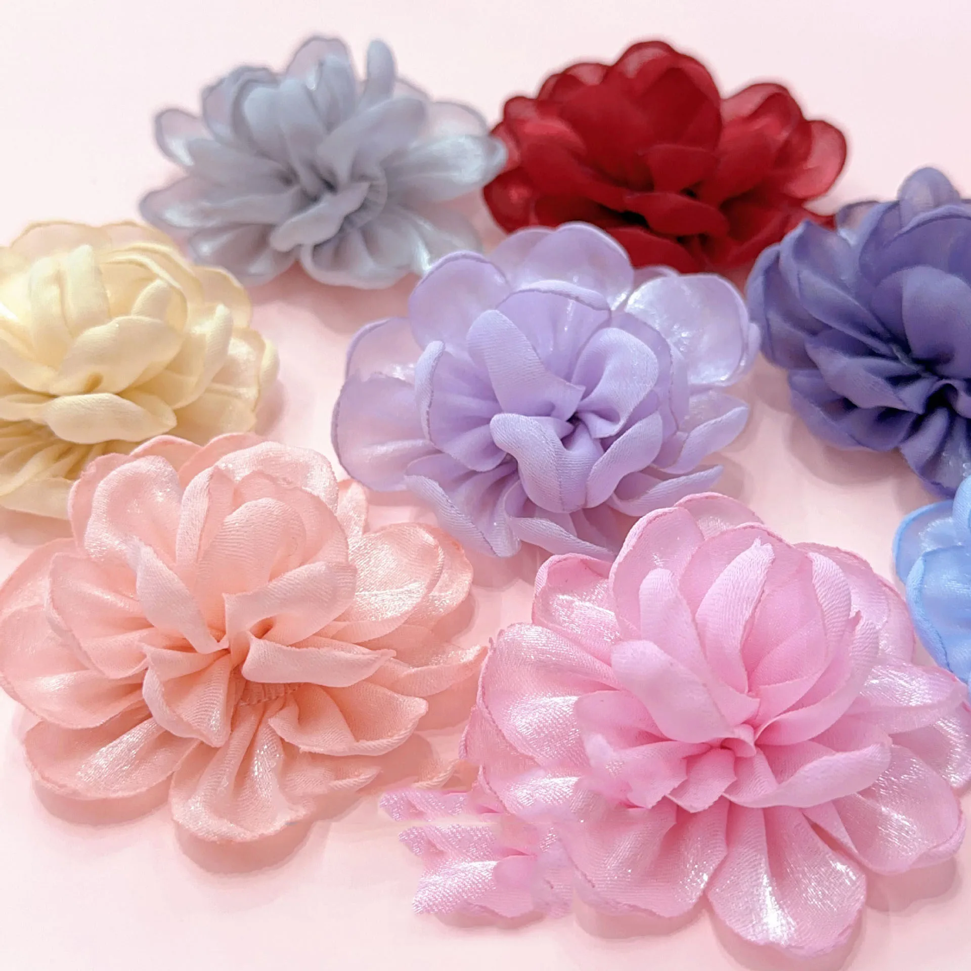 Piezas de Organza brillante para el cabello, accesorios para el cabello, zapatos, bolsas de flores, 5cm, 6,5 cm