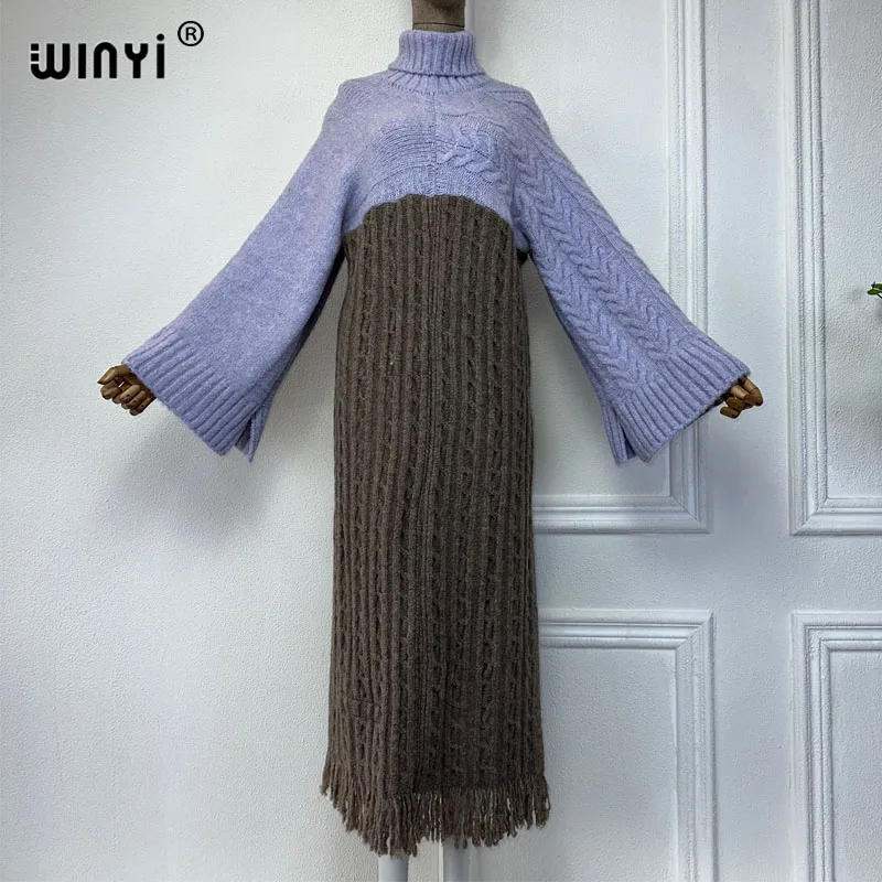 

WINYI NEW Solid color Comfort Warm fashion Caftan winter dress Elegant Africa Women Boho party winter clothes for women kaftan