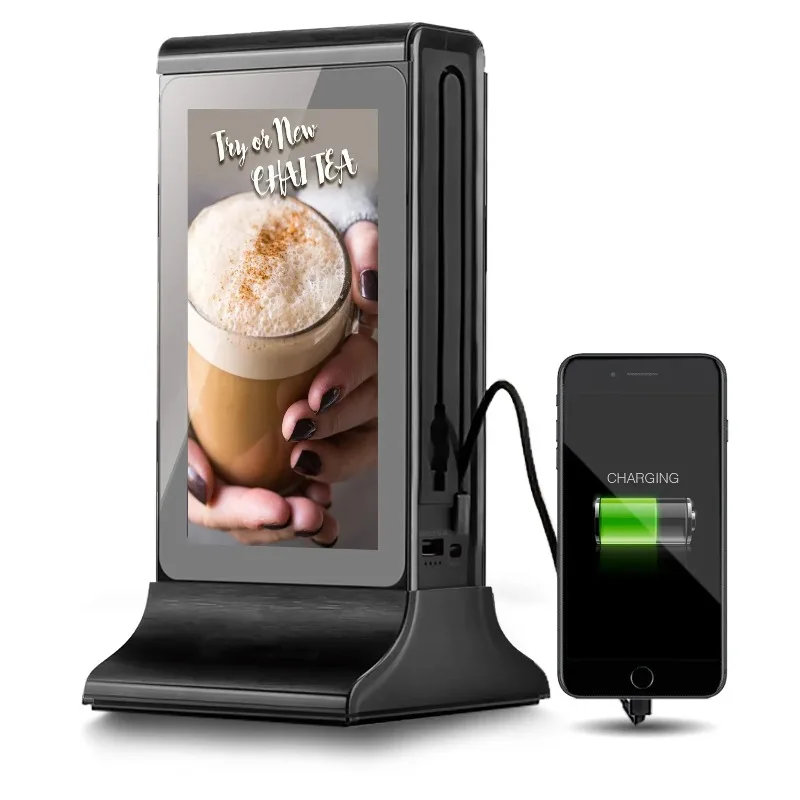 

New Arrivals 2025 Trending Electronics Products Wireless Mobile Cell Phone Charging Station Menu Table Ads Power Bank Restaurant