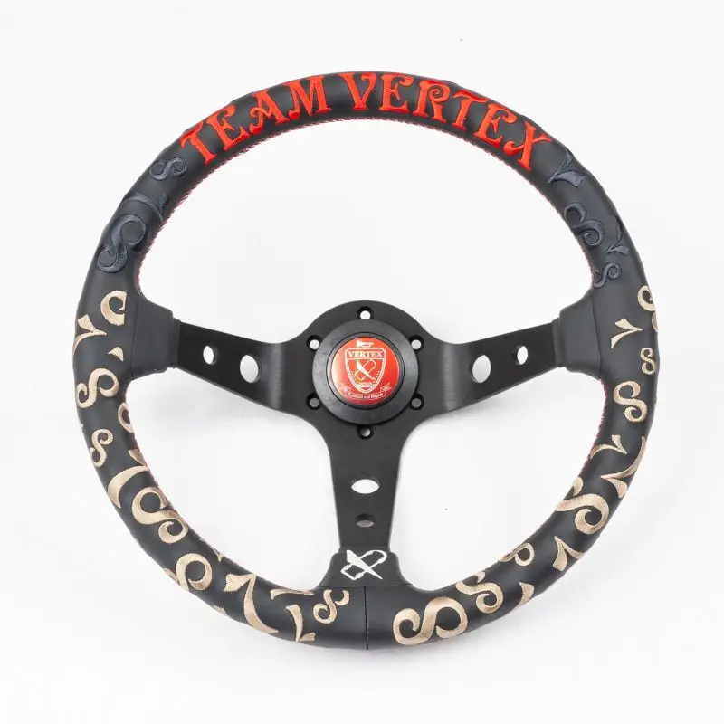 

VERTEX STEERING The Seventy-Eight JDM 320mm Diameter Black With Embroidered Text Deep Dish Drift Steering Wheel