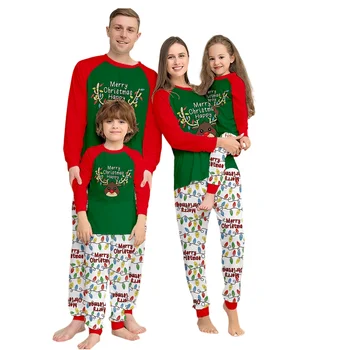 Xmas aile eşleştirme pijama seti yeni gelenler 2025 Merry Christmas ağacı geyik baskı yetişkin çocuklar Pjs bebek tulum köpek giysileri