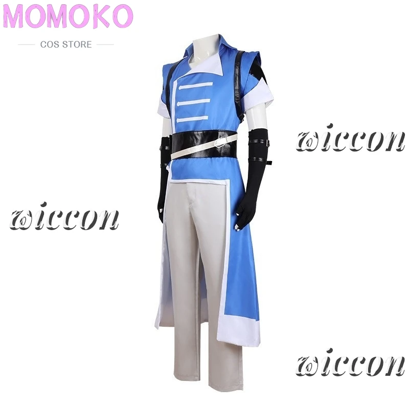 Game Richter Belmont Cosplay Costume Blue Battle Suit Men's Richter Blue Jacket Pants With Gloves Full Set For Halloween