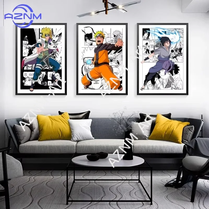 Póster de Anime Naruto Sasuke, pintura colgante, arte mural para habitación de niños, dormitorio, decoración para fanáticos de Naruto de nuevo estilo