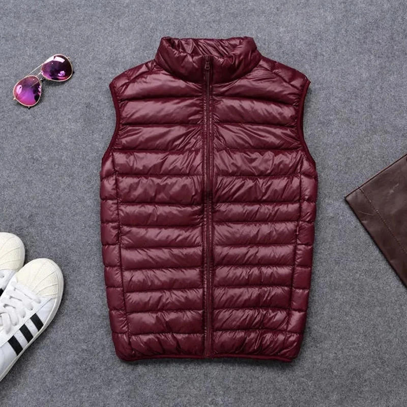 Winter Men Duck Down Vest New Coat Ultralight Sleeveless Puffer Vest Jacket Ultra Thin Warm Lightweight Down Jacket Waistcoat