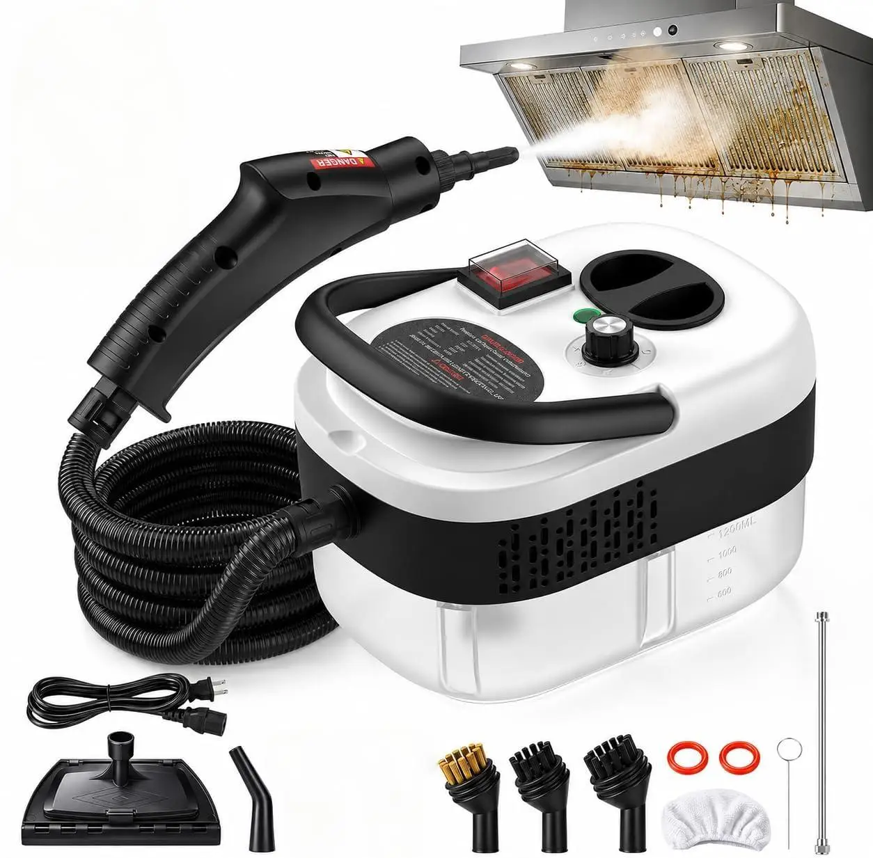 1500W Handheld Steam Cleaner for Home, 6-Level High Pressure Steam Gun, Steam Machine w/40.6oz Tank, Portable Car Steamer for Auto Detailing & Cleaning, Car, Floor, Furniture, Tile Grout, Wall