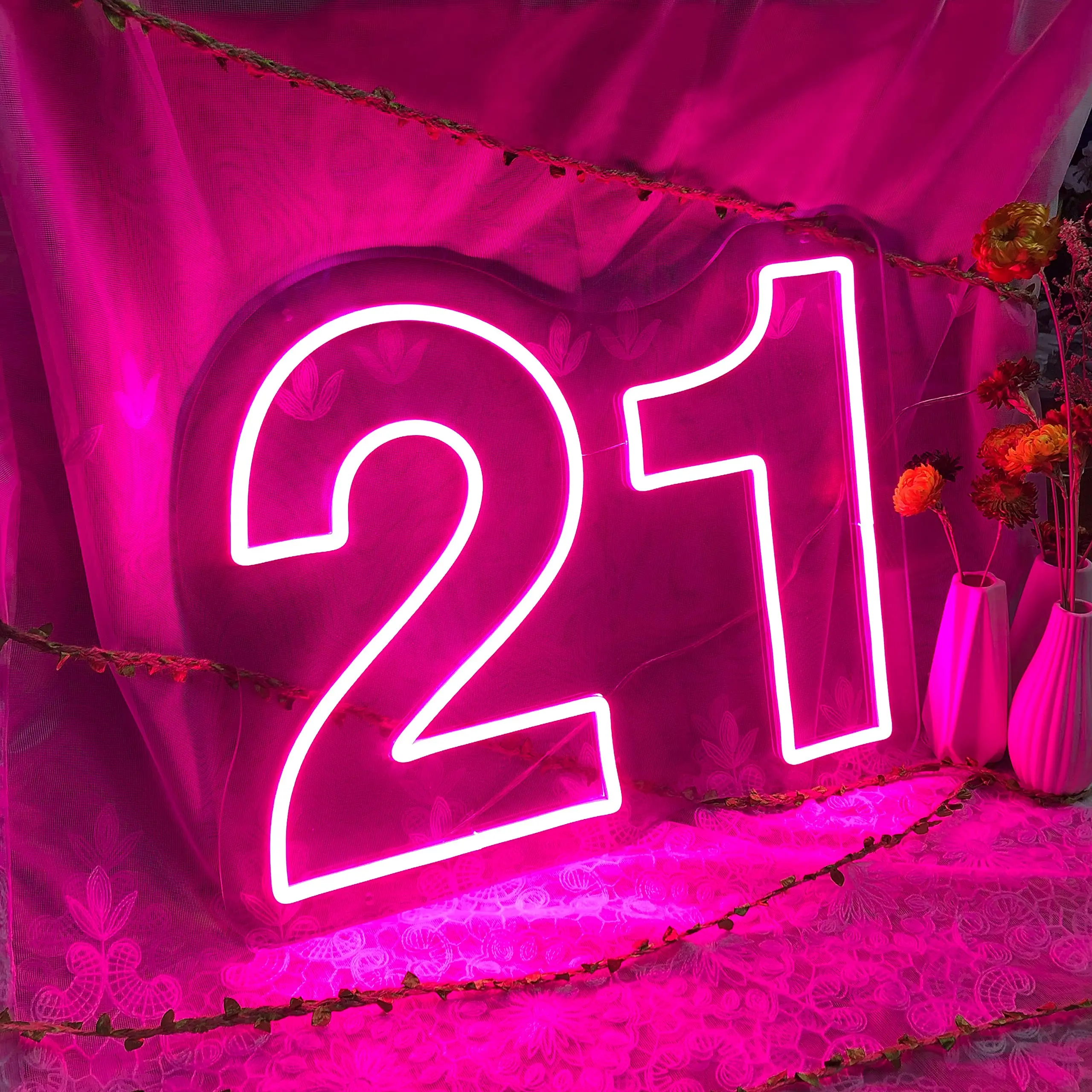 10 Styles Birthday Table Number Neon Sign,Desk Lamp Night Light Wedding LED Neon Sign Custom Number Letter Sign Wedding