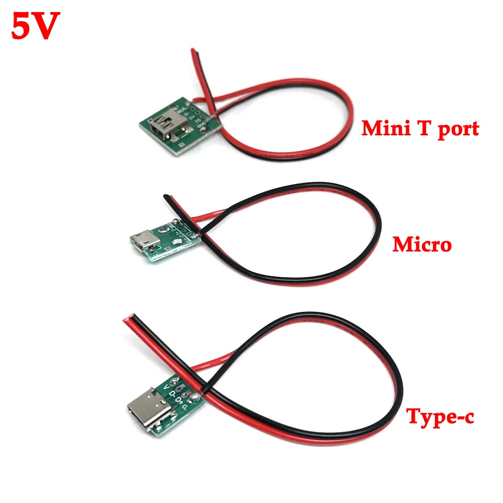 5V Micro Type-c Mini T port USB Connector Port Socket Female with Screw Hole Waterproof Power Charging Dock With Cable Terminal