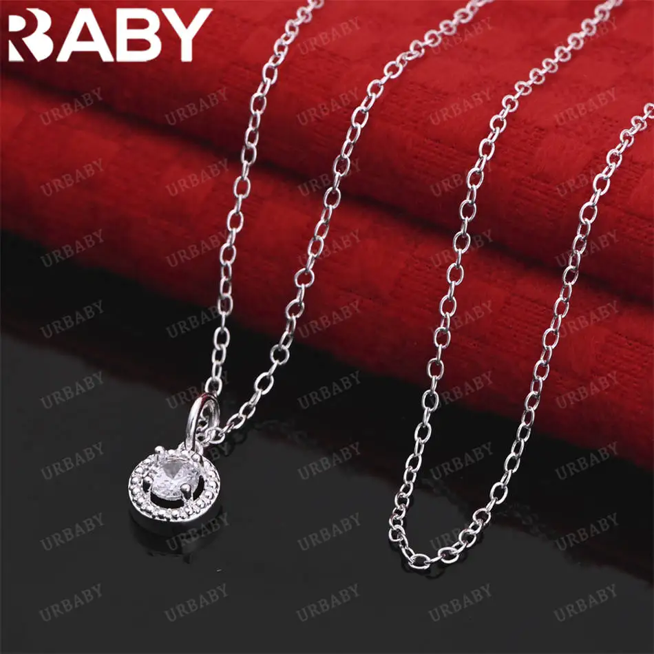 

URBABY 40-75cm 925 Sterling Silver Zircons Pendant Necklace For Women Creativity Gifts Street All-match Party And Daily Wear