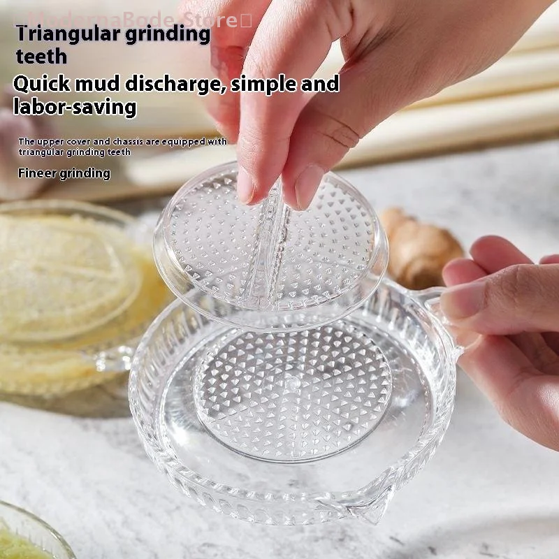 【M】Food Gadgets Plastic Ginger Garlic Grater Tools Masher With Lids Kitchen Fruit Vegetables Hand Grinder Portable Round