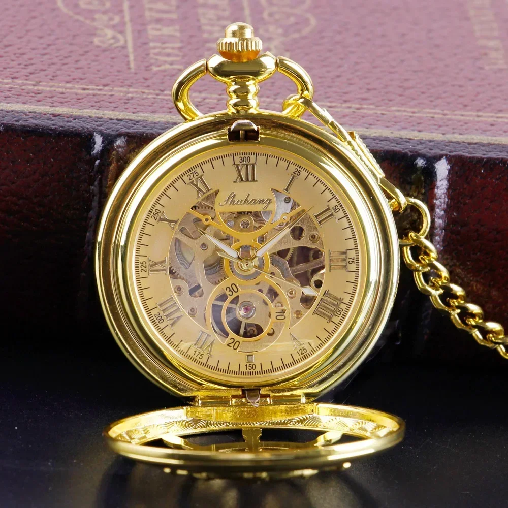 Mechanical Pocket Watch Noble Gold Pocket Watches Men's Pendant Practical Clock Birthday Christmas Gifts for Men Dad