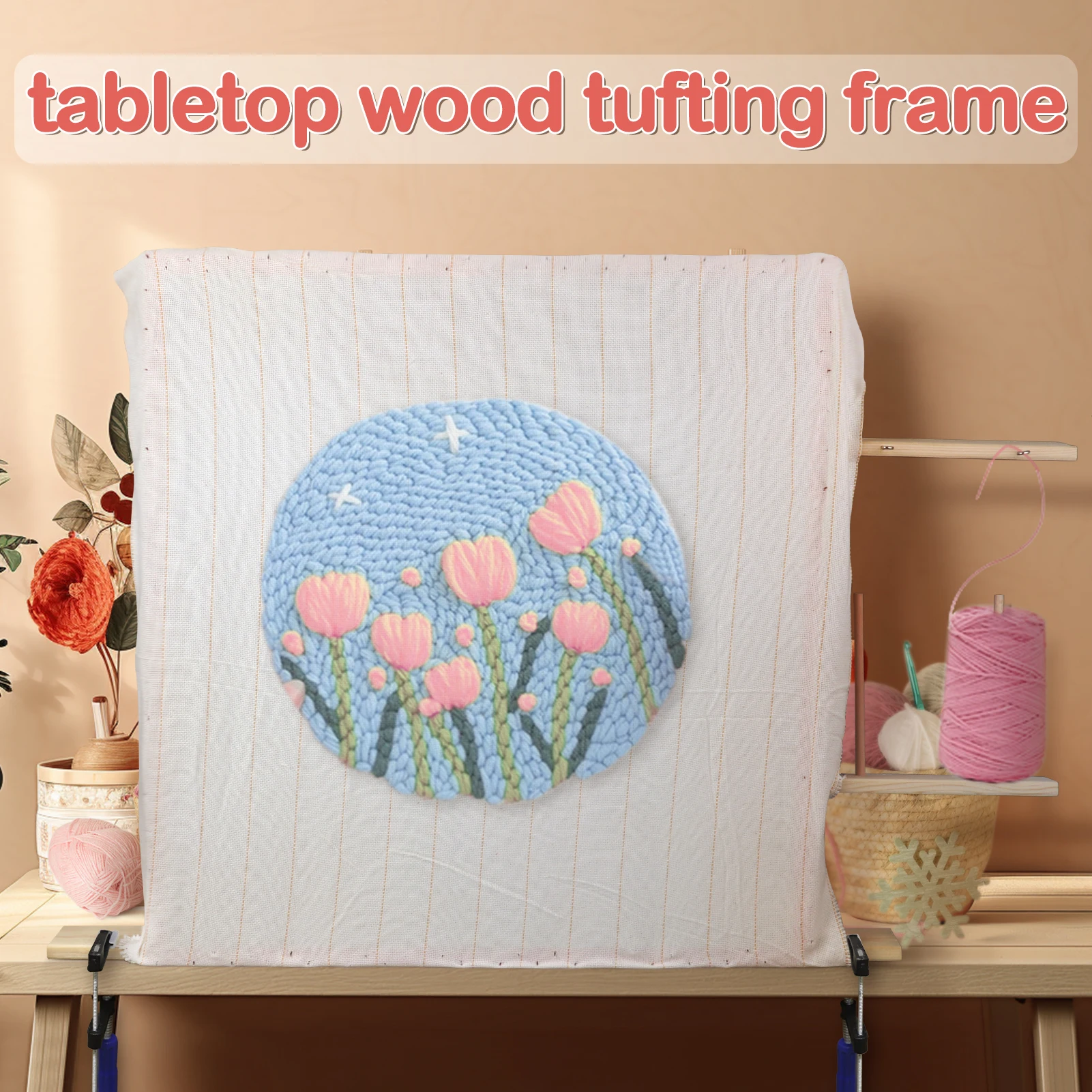 Tufting Frame 60x60cm Large Tuft Frame Rug Tuft Frame Punch Needle Frame Tufting Carpet Making Frame For Use With Tufting Guns