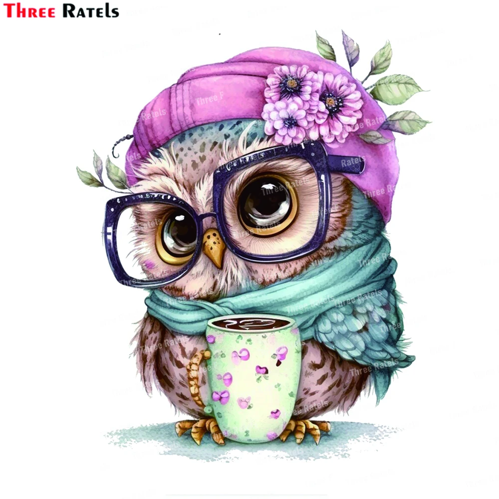 

Three Ratels K881 Owl & Cup Wall Stickers And Decals for Living Room Bedroom Switch Cup Decoration Cartoon Anime Decals