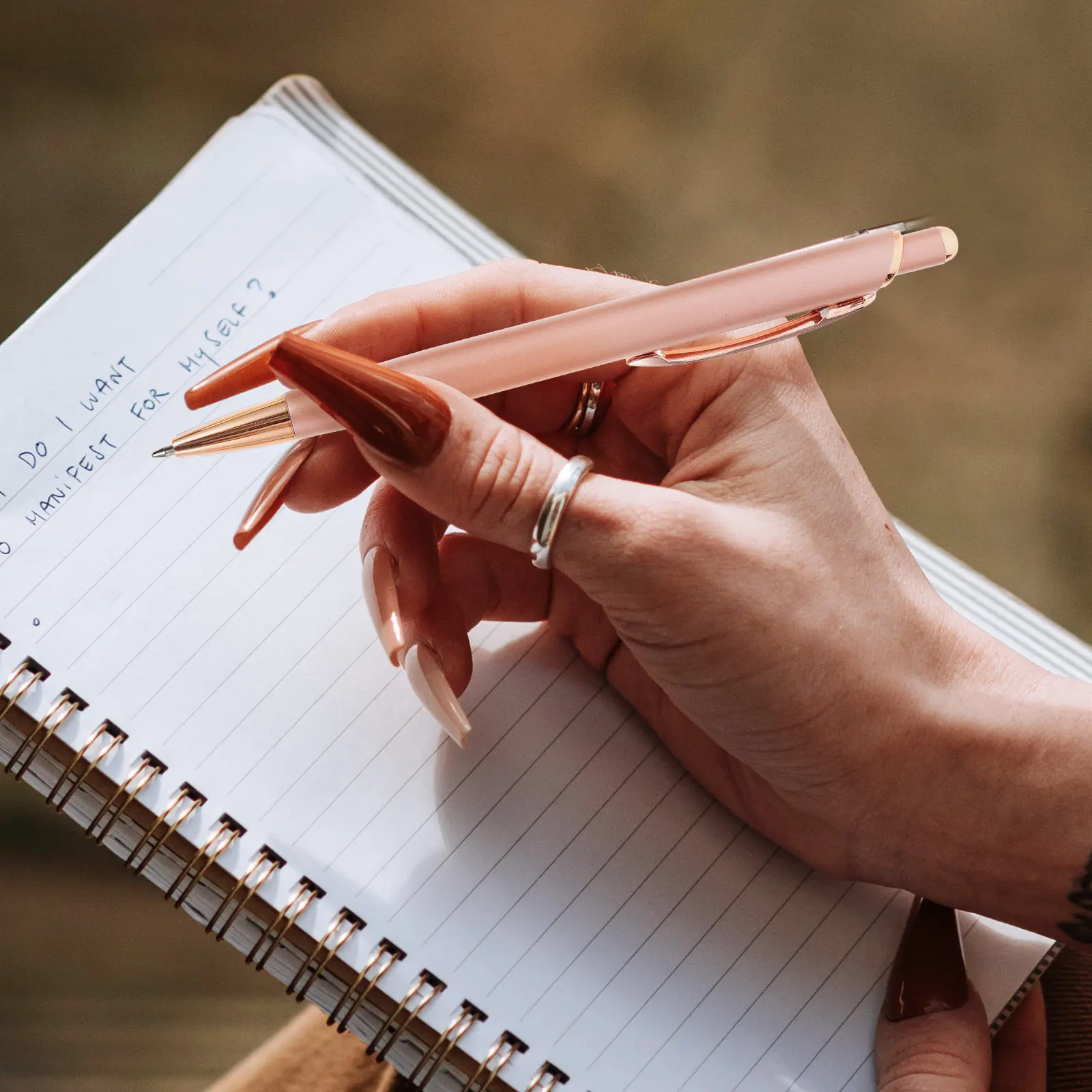 

4Pcs Press Ballpoint Pens Metal Multi-Function Ergonomic Writing Pen Portable Household Daily Use Business Stationery