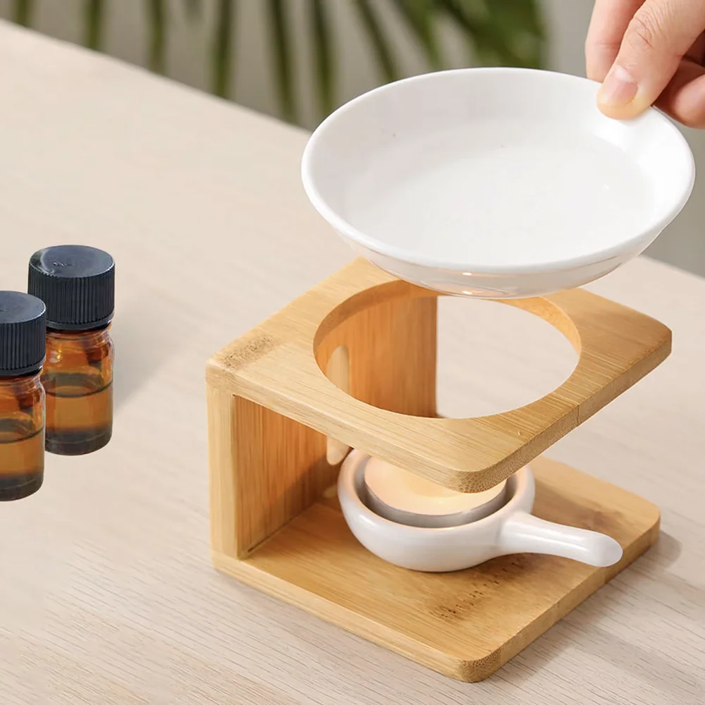 竹製セラミックエッセンシャルオイルバーナー、ティーライトホル - Home Fragrance Wax Melts のレビューと価格