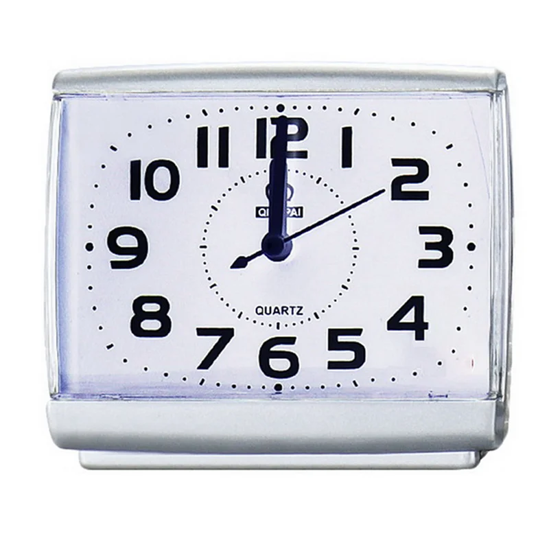 A008 2X Bedroom Desktop Bed Wake Up Clocks Bedroom Beside Student Plastic Silent Sweeping Small Table Clock Alarm Clock-White