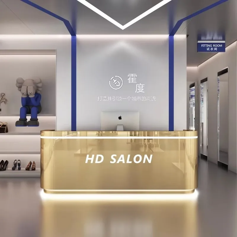 Design Luxury Front Desk Reception Counter Clinic U Shape Reception Desks Business Classic Mostrador Recepcion Office Furniture