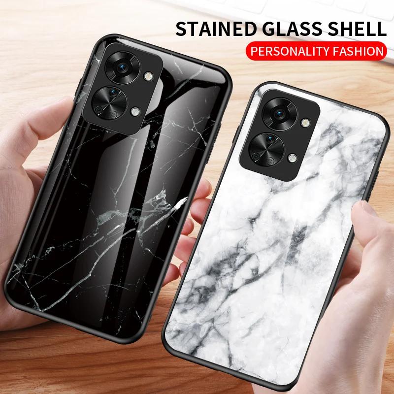 Oneplus Nord 2T Nord2T CPH2399 5G Case Marble Tempered Glass Back Cover Hard Case For One Plus Oneplus Nord 2T Shell Protector