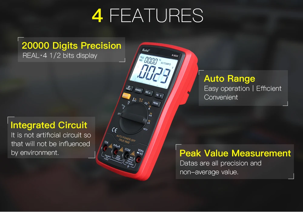 Kaisi K9033 count High precision automatic measuring range digital multimeter true RMS digital capacitor temperature measurement