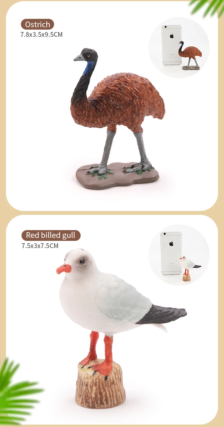 Miniatur-Klassiker-Vogel-Tier-Actionfiguren-Set – Flamingos, Papagei, Meer, Mew, Pfau, Eule, Strauß, pädagogisches Spielzeugmodell für Kinder – Detail 9