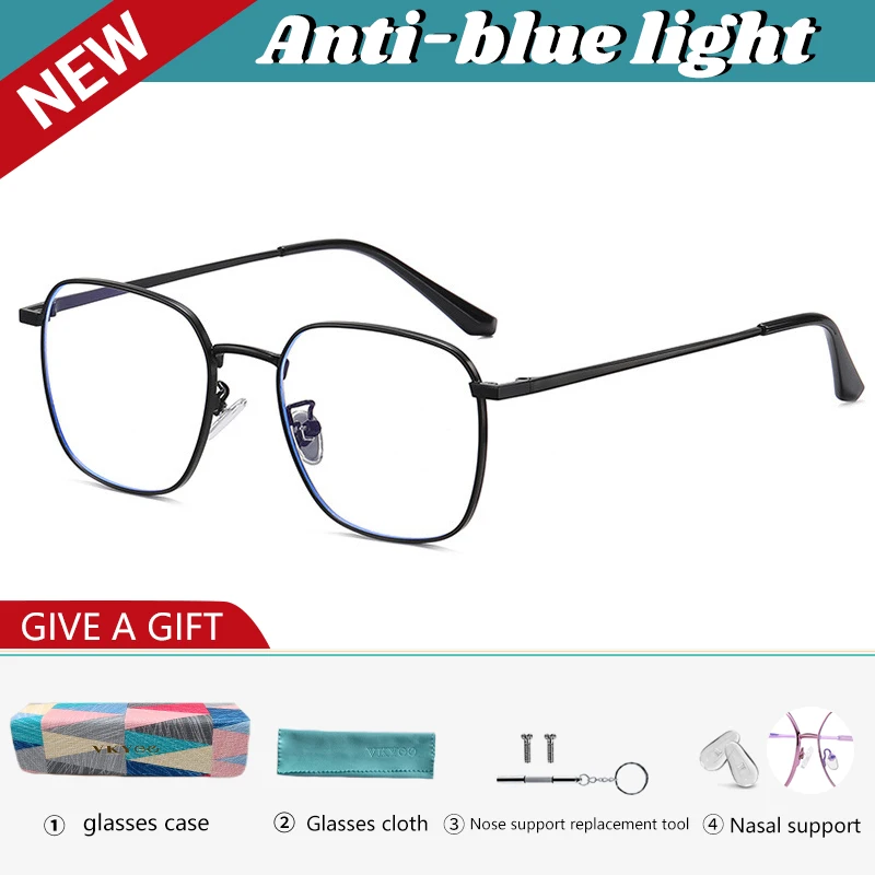 VICKY Simple Classic Geometric Frame Square Design Men's and Women's Anti-Blue Light Glasses Customizable Prescription 18322