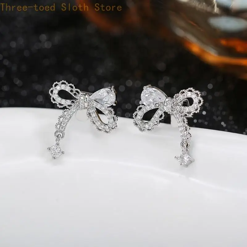 Silberner Ohrhörer-Charm-Ohrclip für FreeClip 1/2 Open-Ear-Ohrhörer, Paar mit Schmetterlingsschleifen-Design, einfacher – Detail 2