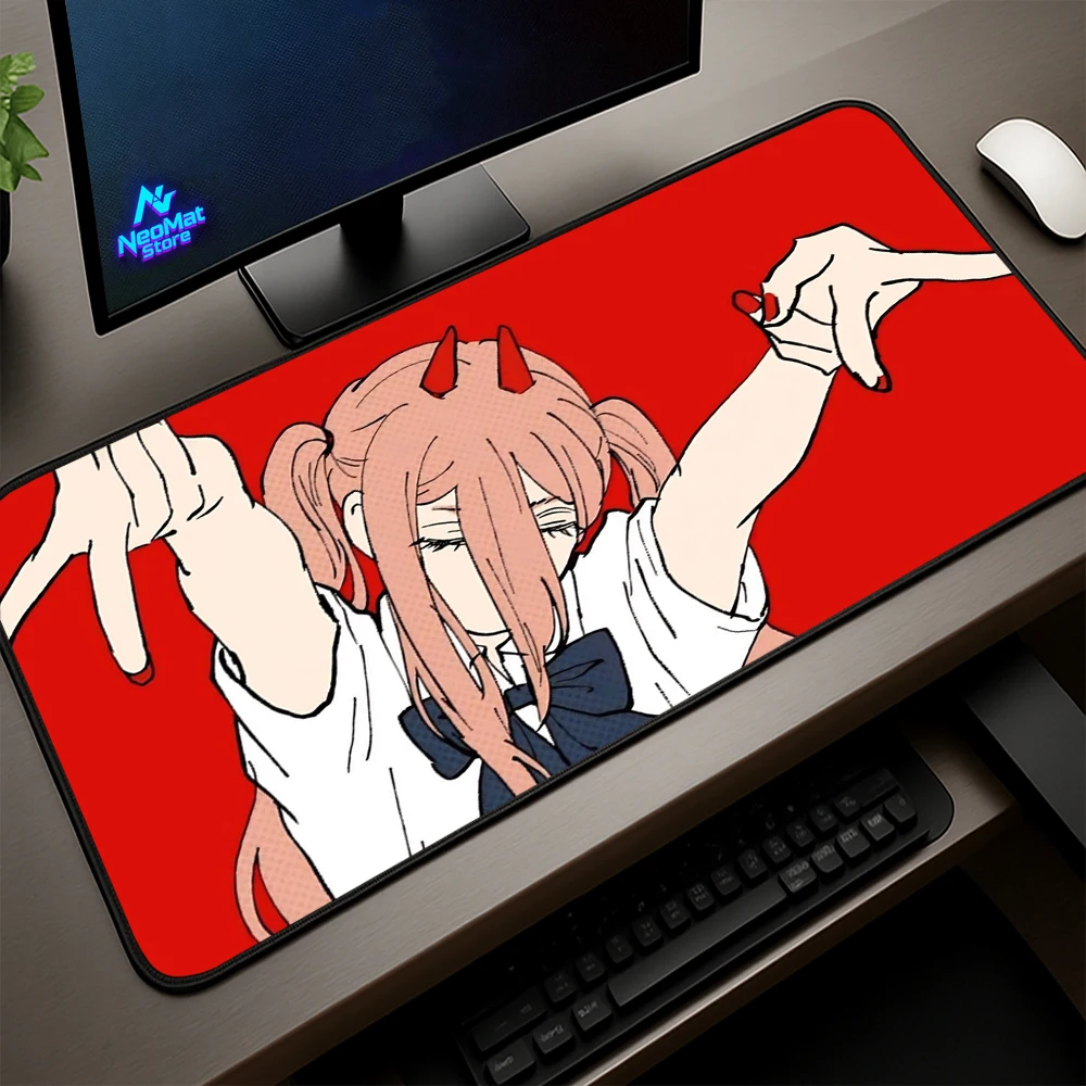 Power Chainsaw Man Deskmat Gamer Girl Carpet Xxxl Mouse Pad 1000x500 Playmat Red Computer Mat Anime Mousepads Desk Accesories