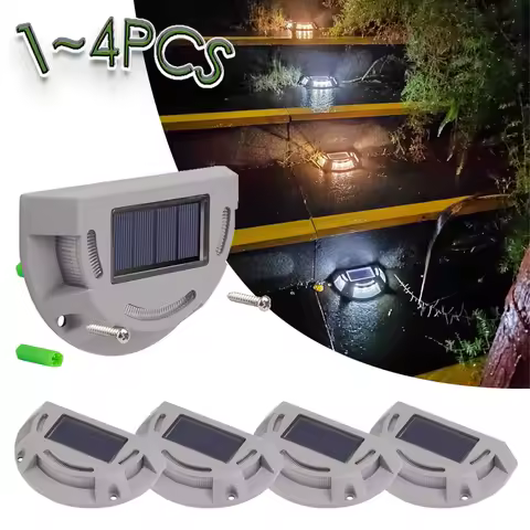 Solar Stair Step Light 2 Colors in 1 Outdoor Solar Deck Waterproof LED Driveway Marker Security Lamp Outside Pathway Garden Lamp