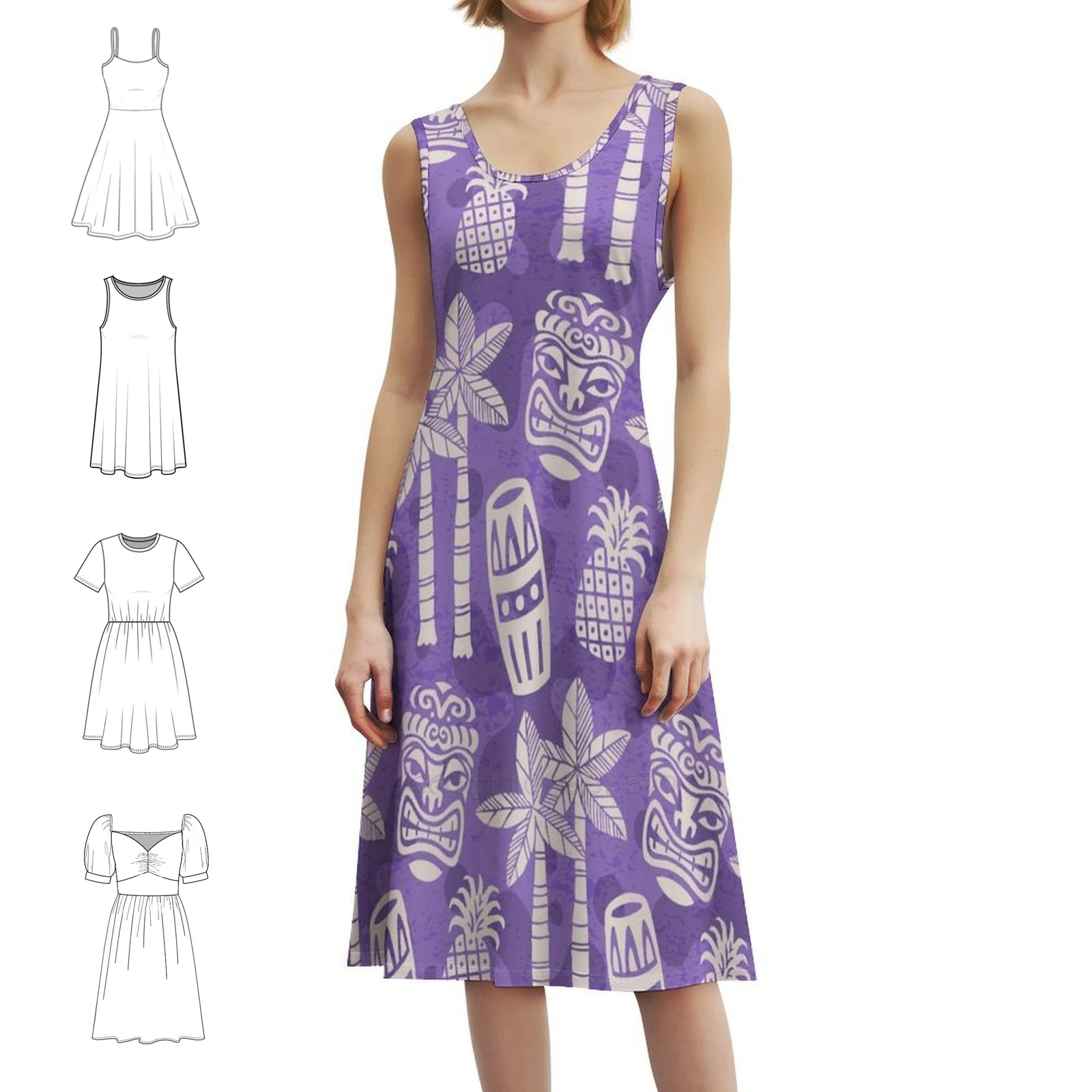 الرجعية منتصف القرن الحديثة تيكي نمط 227 فستان بفتحة عنق على شكل قلب أنيق الصيف فستان الحفلات للنساء منتصف القرن منتصف