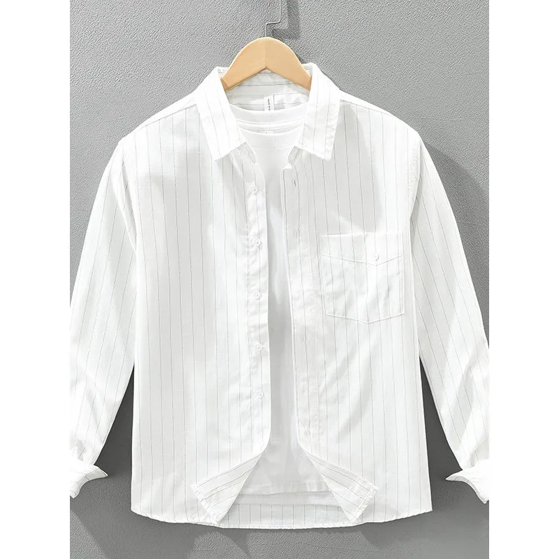 

Мужская повседневная куртка свободного кроя с длинными рукавами, цветными полосками и тканым узором, дышащая, осенняя, модная, молодежная, в свободном стиле