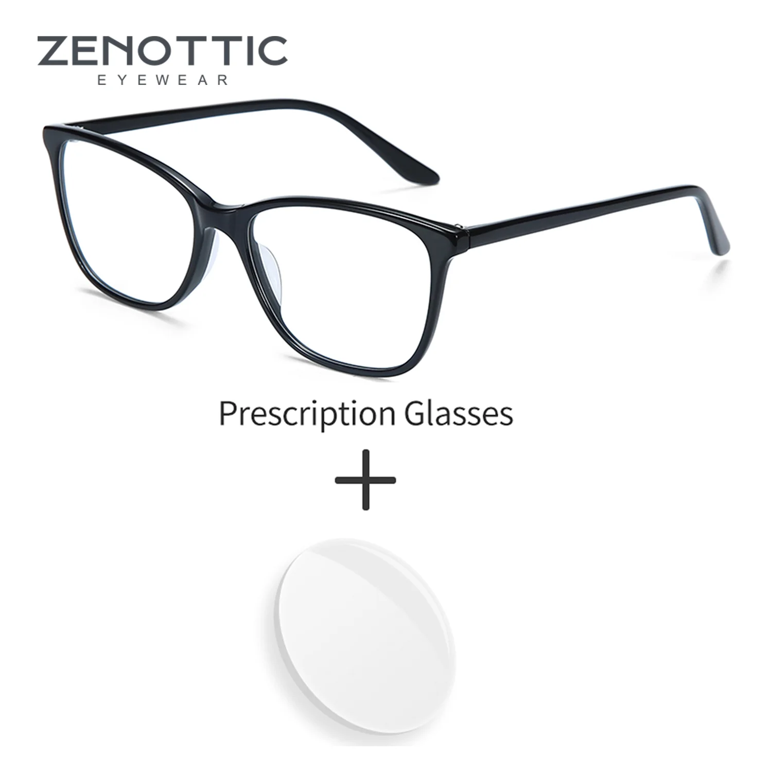 

ZENOTTIC Classic and Unique Women's Black Full-Rim Square Prescription Glasses, Acetate/Lightweight/Anti-Blue Light Glasses