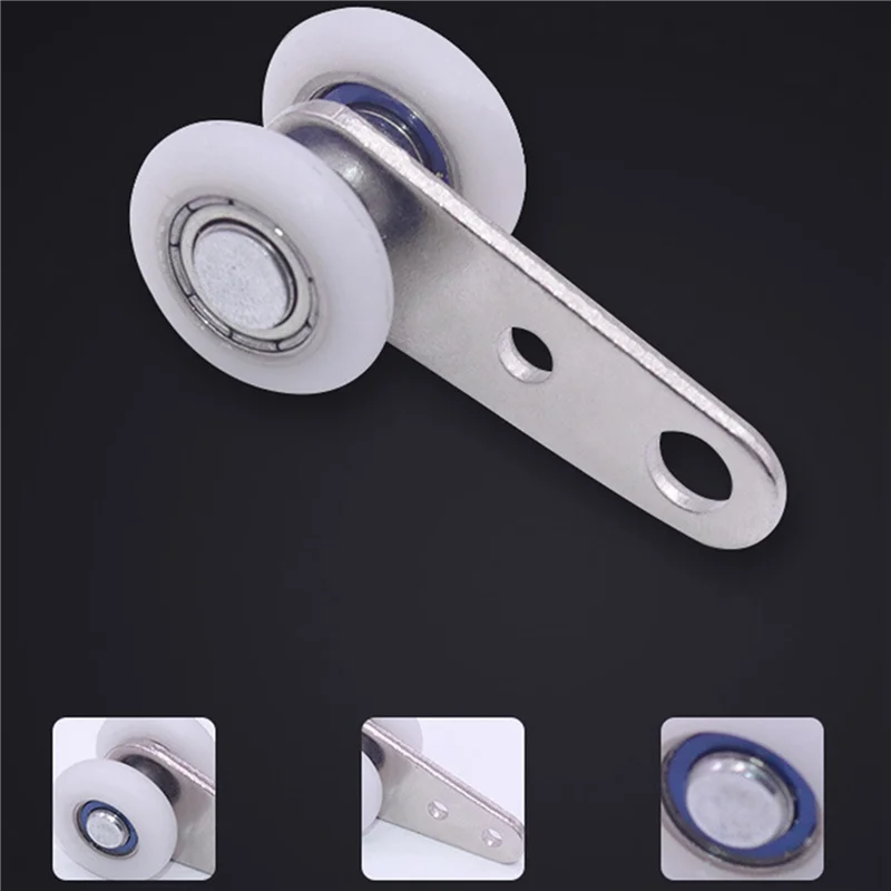 

B84B-Pack Of 60 45X19 Mm Metal Bearing Pulley Blocks With 2 Plastic Wheels For Cabinet Sliding Doors