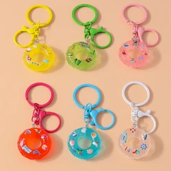 Aihua New Cute Keychain Funny 3D Swimming Rings Keychain For Women Kids Handbag Pendant DIY Summer Beach Vacation Jewelry Gifts