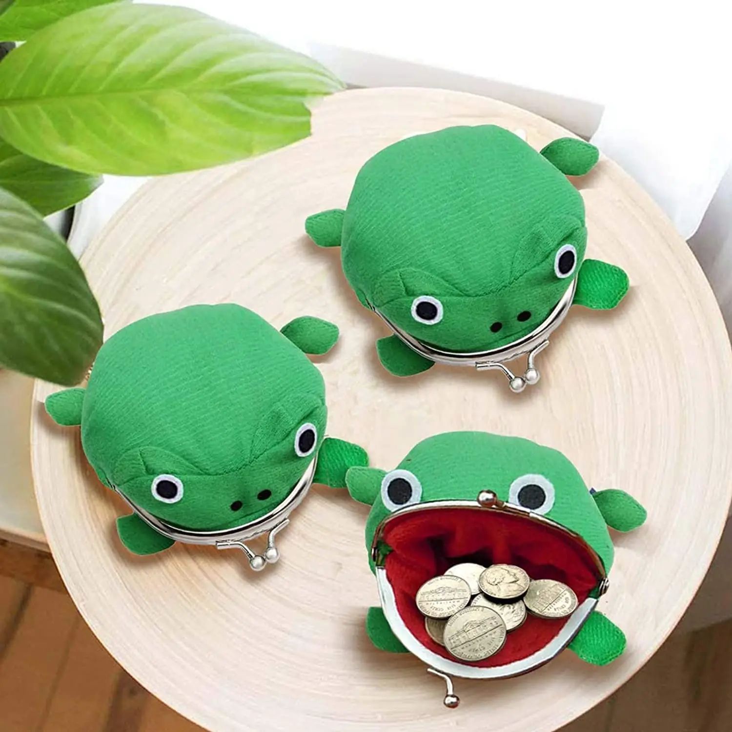 1PCS Novelty Adorable Anime Frog Wallet Coin Purse Key Chain Cute Plush Frog Cartoon Cosplay Purse For Women Bag Accessories