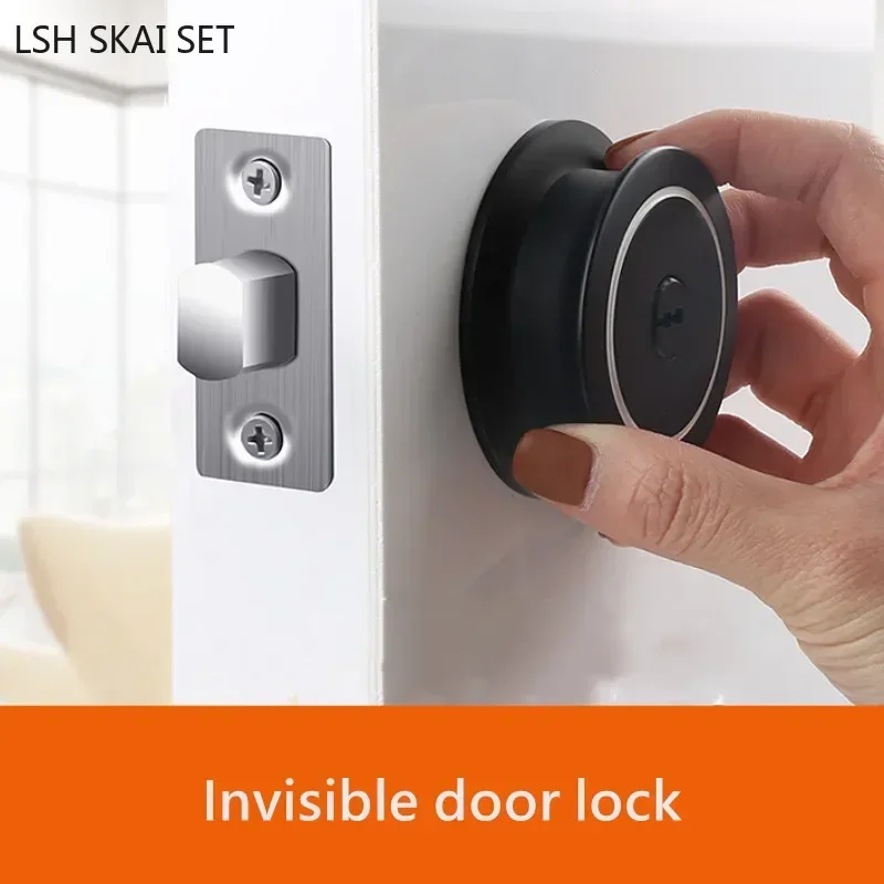 

Sliding Door Invisible Lock Zinc Alloy Single-sided Lock Indoor Wooden Door Single-tongue Mechanical Lock Bathroom Door Locks