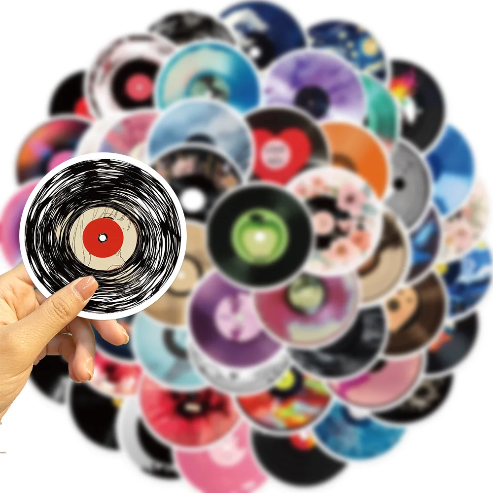 10/30/50PCS Vinyl Record CD Stickers Art Graffiti Decals Decoration PVC Waterproof Skateboard Phone Guitar Cartoon Kids DIY Toys