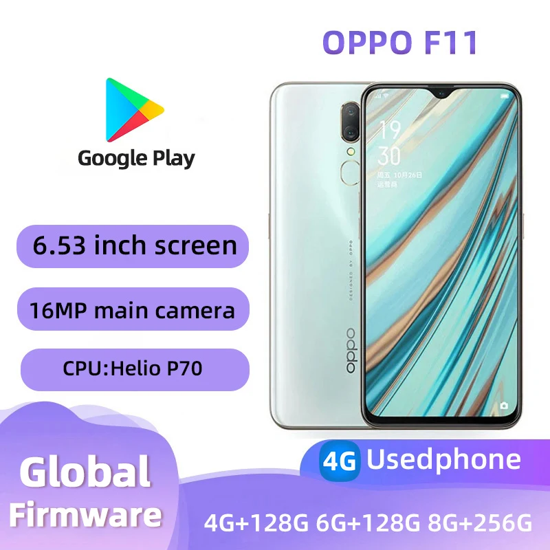 OPPO F11 4G Android CPU MediaTek Helio P70 6.53 inches Smart Phone ROM 128GB Battery capacity 4020mAh 16MP Camera used phone