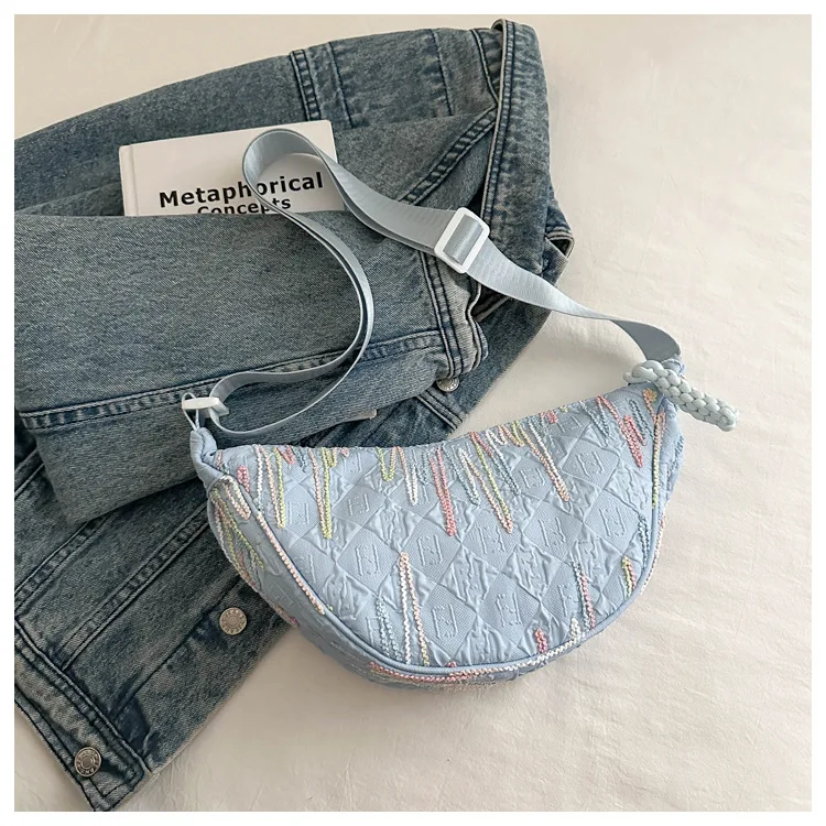 Minimalistische Umhängetasche im japanischen Stil für Damen, kleine Umhängetasche für das Handy, leichte und vielseitige Dumpling-Tasche für Mädchen – Detail 14