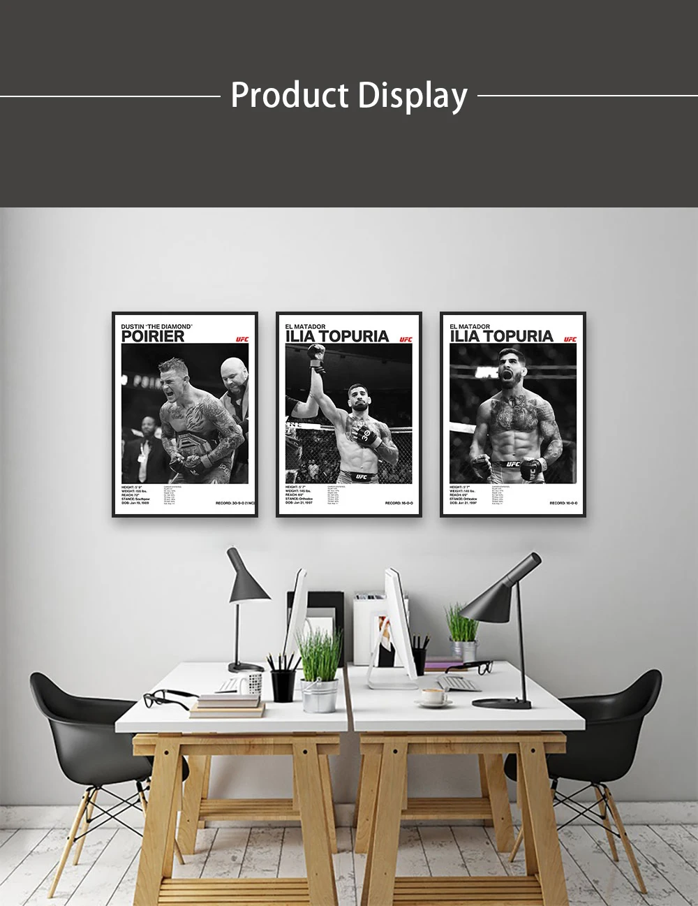 Sieg-Moment! Kampfsport-Figuren-Poster | Motivierende Fitness-Wandkunst | Schwarz-Weiß-Kunstdekor-Druck | Champion Spirit Thema – Detail 2