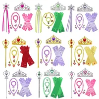 Princess Girls Anna Elsa Accessory Costume Photography Props Gloves Tiara Angle Fairy Wand Jewelry Set Fancy Dress Role Play