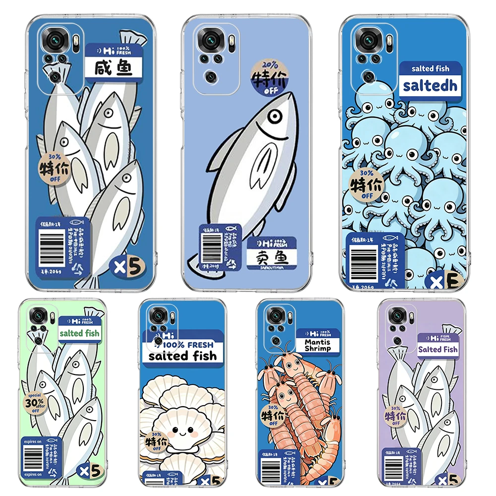 Phone Case For Xiaomi Redmi Note 15 14 13 12 5G 10 11 Pro 4G 15C 14C 13C 12C 10C 9C Clear Cover Discounted Salted Fish