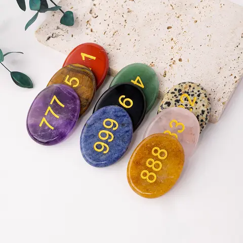 Piedra de cristal Natural para aliviar la preocupación, amatista número 777, piedra de palma, piedra de masaje, adorno para decoración del hogar, piedra de la suerte, 1 ud.