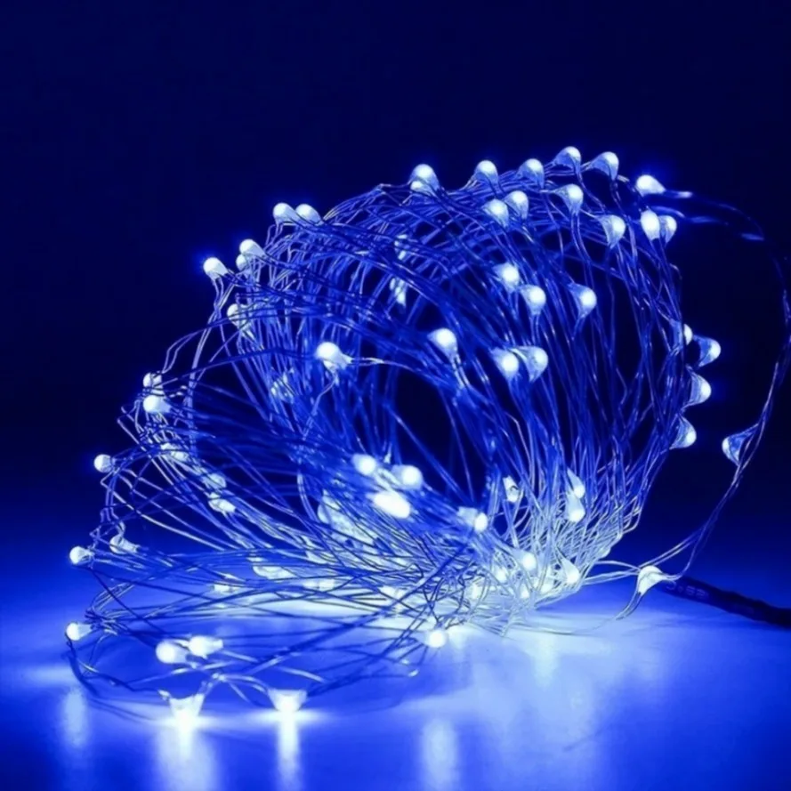 10 Stuks 1M 2M 3M 5M Koperdraad Slinger Led String Lights Batterij Werkende Vakantie Verlichting Fee Voor Kerstboom Feest Decor