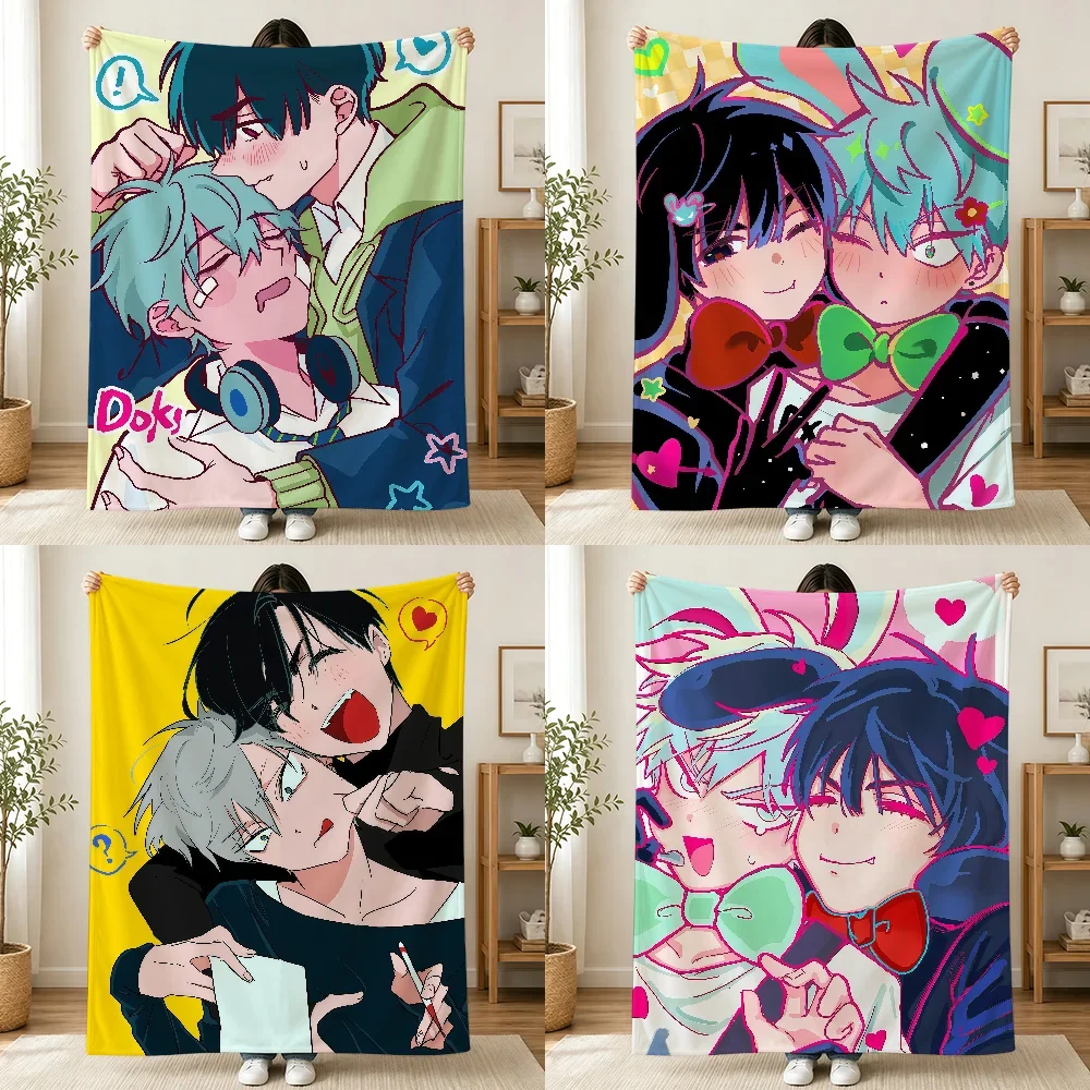 Cute Anime Couple Blanket Throw for Boyfriend Girlfriend Gift Cozy Plush Decor for Bedroom Couch 150x230cm